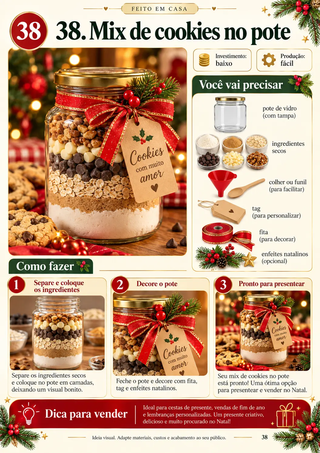 Página do guia com a ideia de mix de cookies no pote