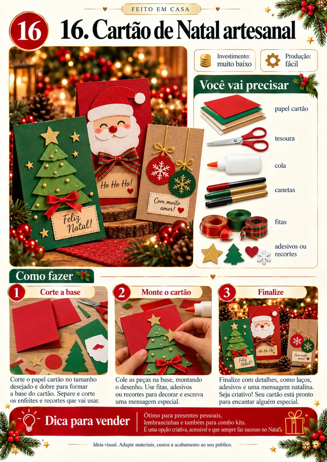 Página do guia com a ideia de cartão de Natal artesanal